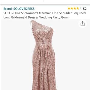 Beautiful mermaid bridesmaid dress, rose gold, full sequin, one shoulder
